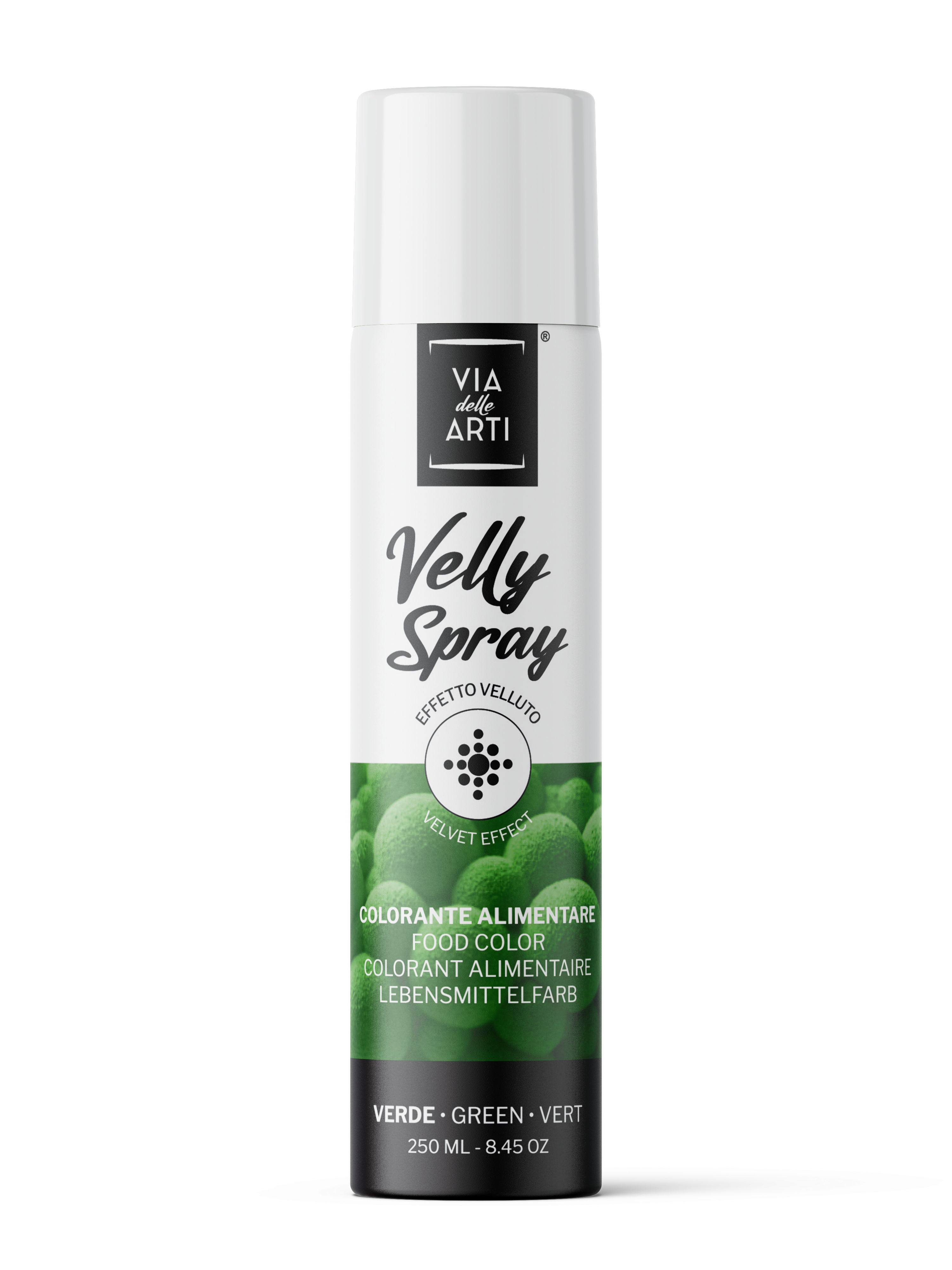 Food spray paint VELLY, with cocoa butter, green, 250 ml