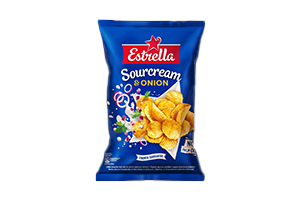 Bulvių traškučiai ESTRELLA (grietinės ir svogūnų skonio), 130 g