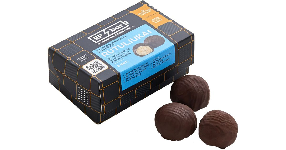 Kokosų ir makadamijų baltyminiai rutuliukai