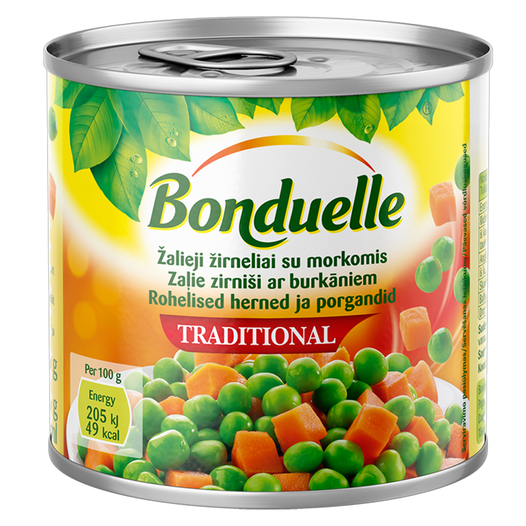 Peas with carrot cubes BONDUELLE, 400 g / 240 g