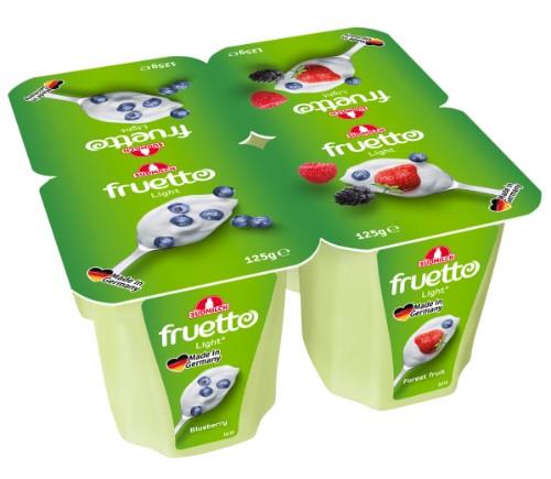 Fermented milk dessert FRUETTO LIGHT, with blueberries & wild berries, 4 x 125 g