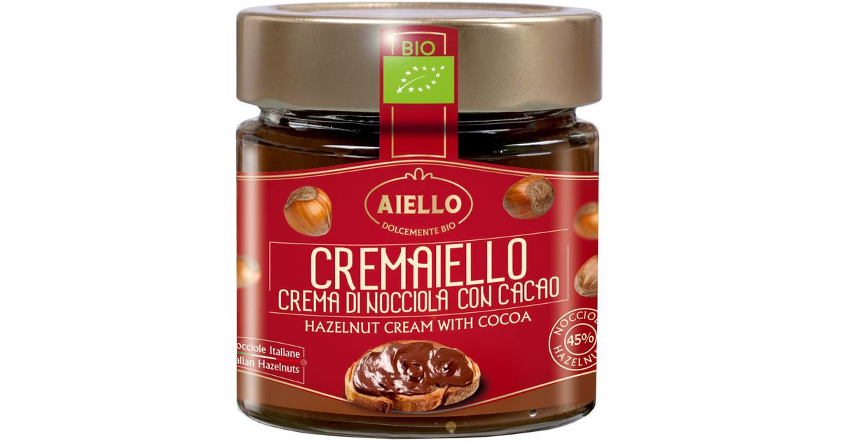 Šokoladinis lazdynų riešutų 45% kremas, ekologiškas