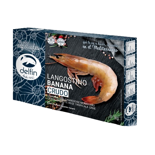 Deep-frozen raw “Banana” shrimp 60/80- 1 kg