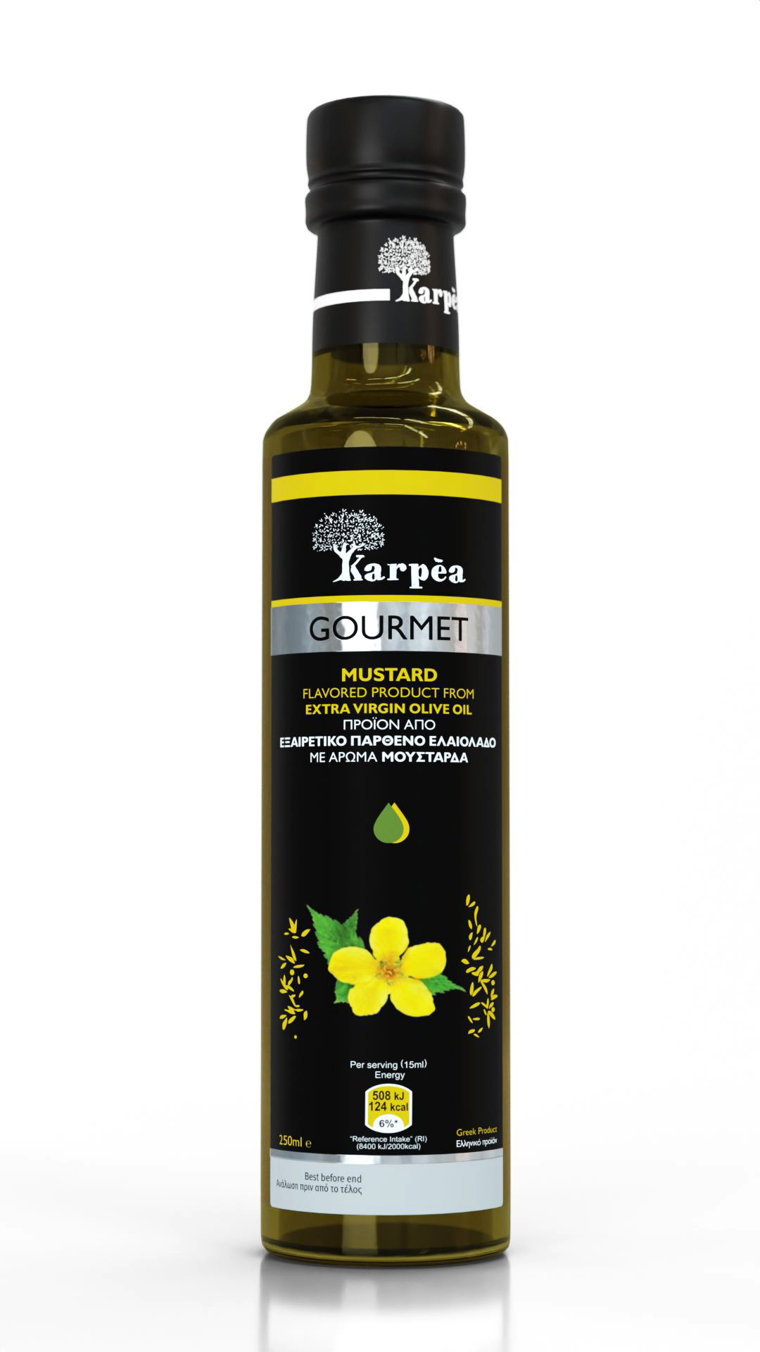 Olive oil KARPEA, Gourmet, extra virgin, mustard flavor, 250 ml