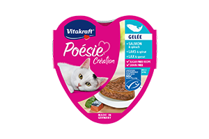 Kačių maistas drebučiuose su lašiša ir špinatais VITAKRAFT POESIE 85 g