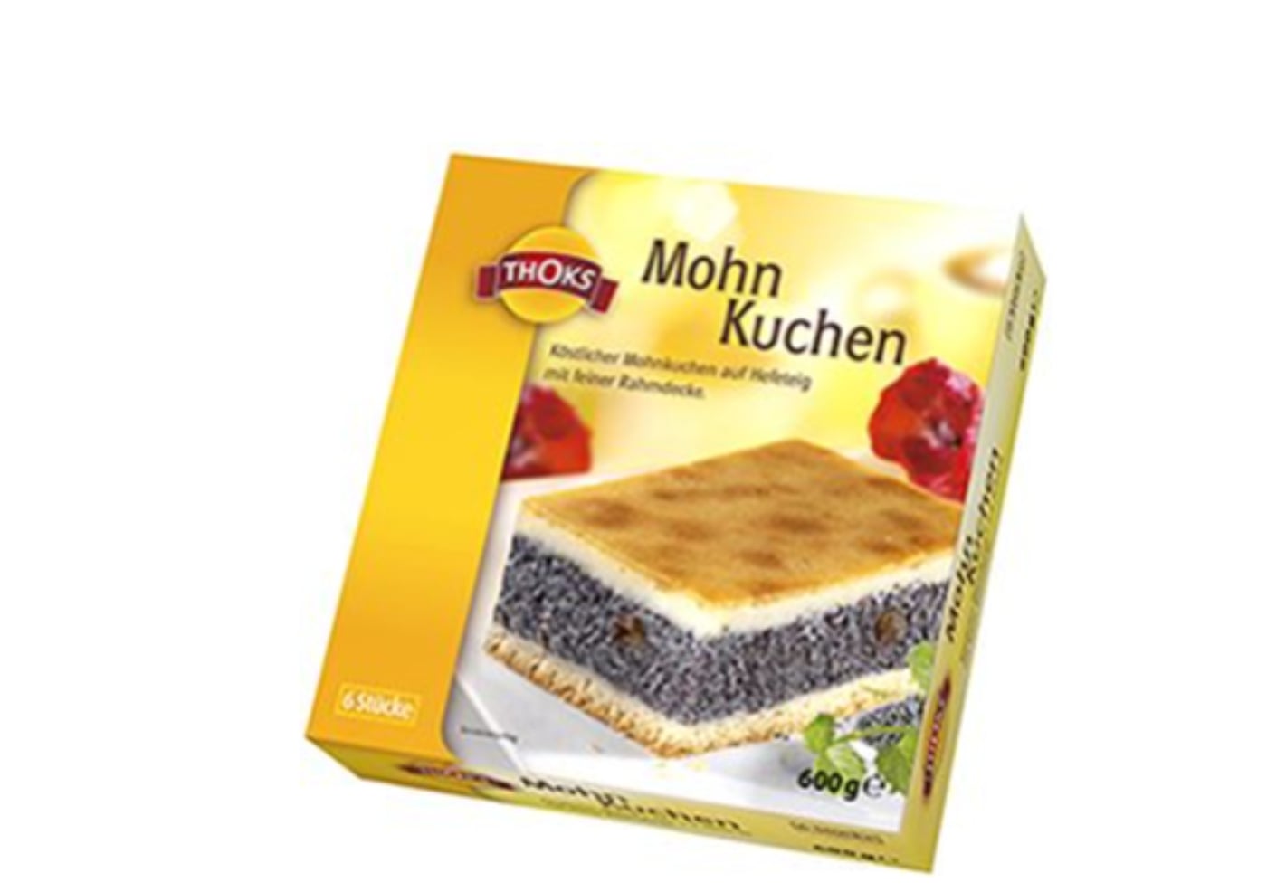 Frozen poppy seed cake THOKS, sliced (6x100g), 0.6 kg