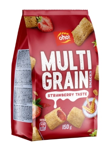Multi-grain snack OHO, with strawberry filling, 150g