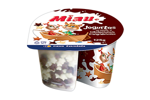 Jogurtas su vanile ir šokoladinėmis žvaigždutėmis MIAU 5.5% 125g