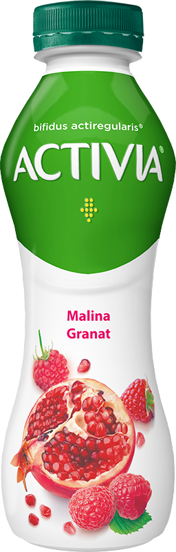 Drinking yogurt ACTIVIA with raspberries and pomegranates,0,8 % fat. 300g