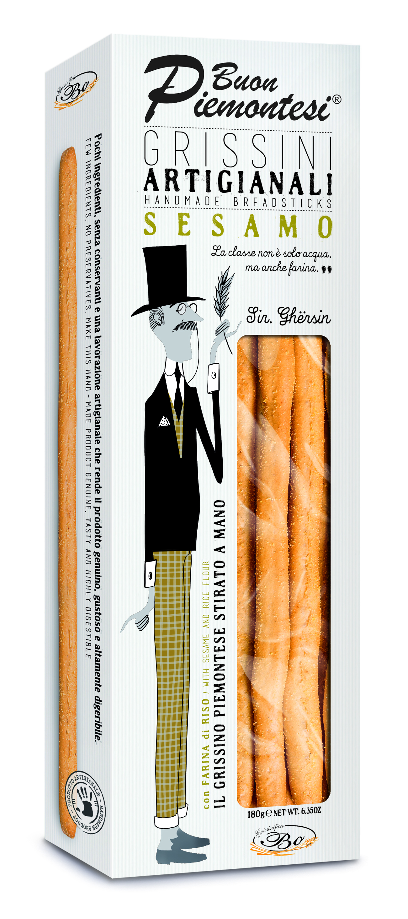 Breadsticks BUON PIEMONTESI Sesame, with sesame and rice oil, 180 g
