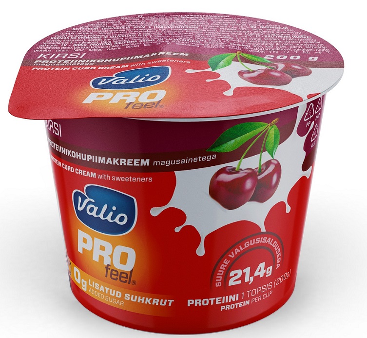 Proteincurd cream Valio PROfeel, with chery and sweeteners, 0,18%, 200