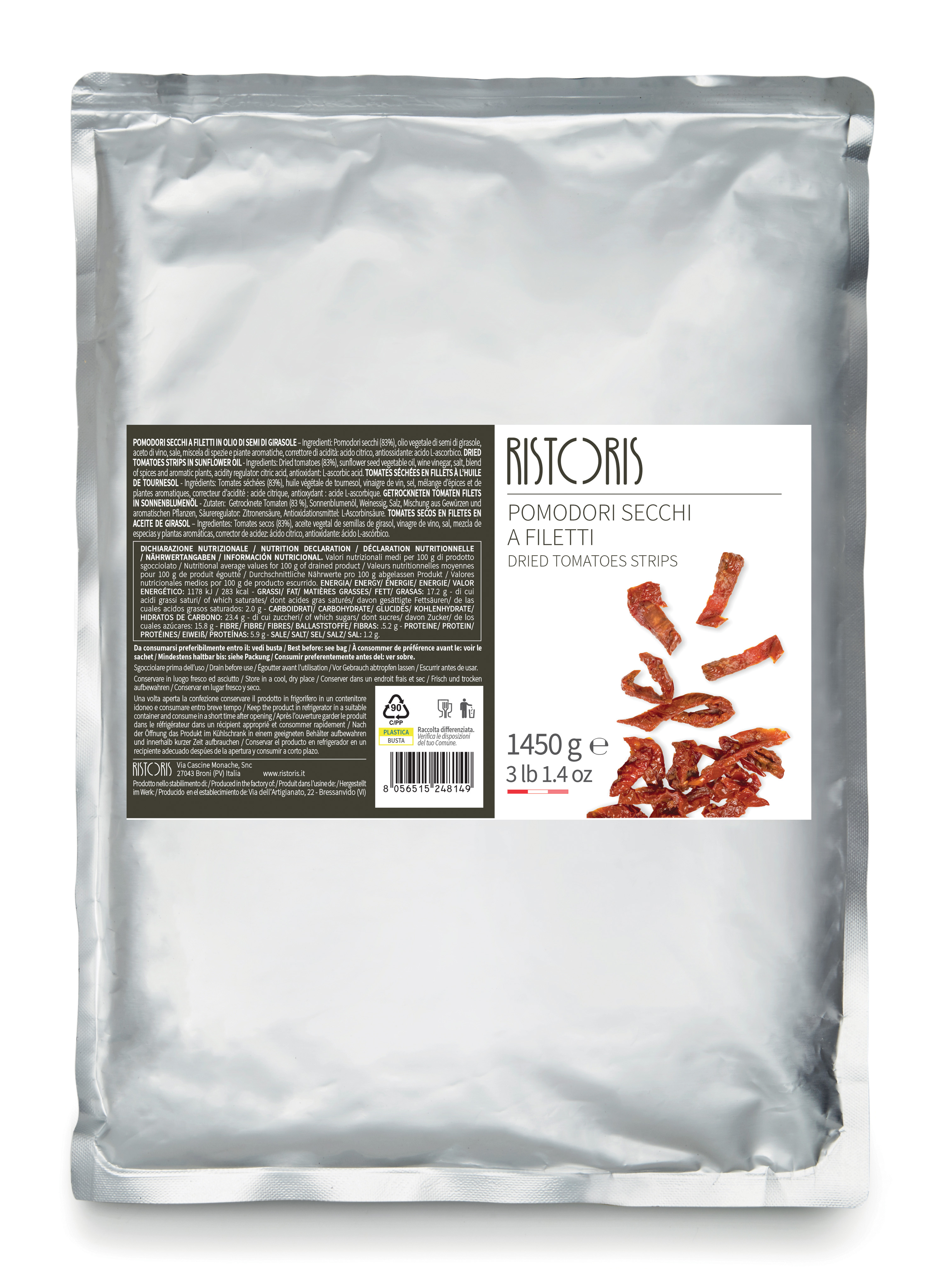 Sun-dried tomatoes RISTORIS, in strips, 1.45 kg