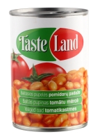 Canned beans TASTE LAND, white, in tomato souce, 400 g / 240 g