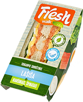 Trikampis sumuštinis su rūkyta lašiša, kiaušin., salotomis 165g