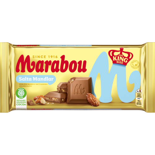 Milk chocolate MARABOU, Salty Almond, 220g