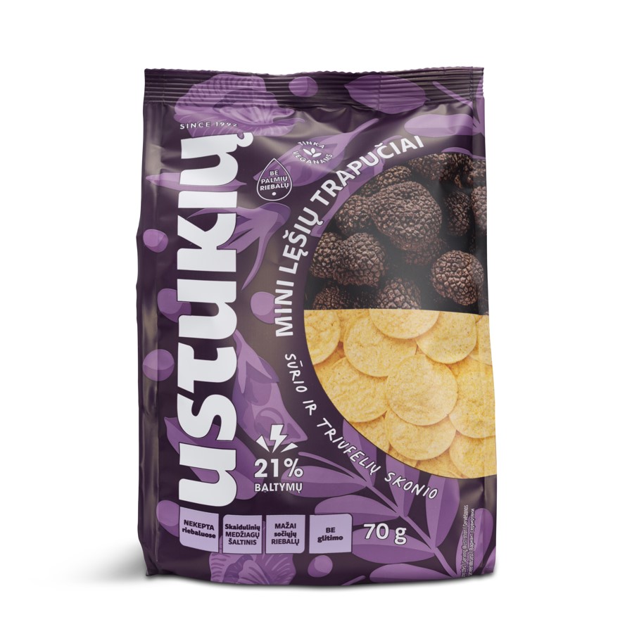 Mini lentil crisps USTUKIĆ MALUNAS, cheese and truffle flavor, 70 g