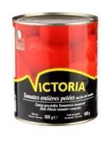 Tomatoes in own juice VICTORIA, without skin, 800/480 g