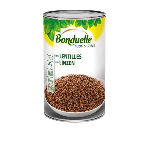 Canned soaked dried lentils BONDUELLE, 4kg/2,655kg
