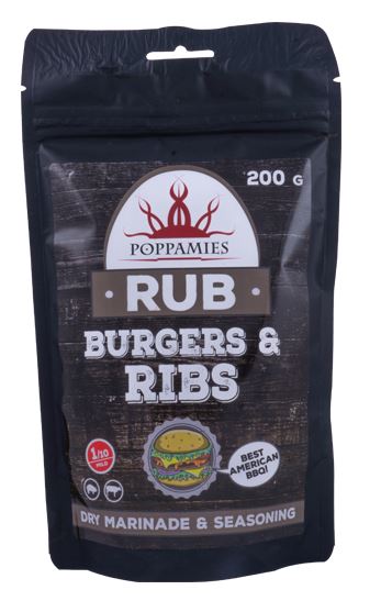 Spice mix POPPAMIES Burgers & Ribs Rub, 200 g