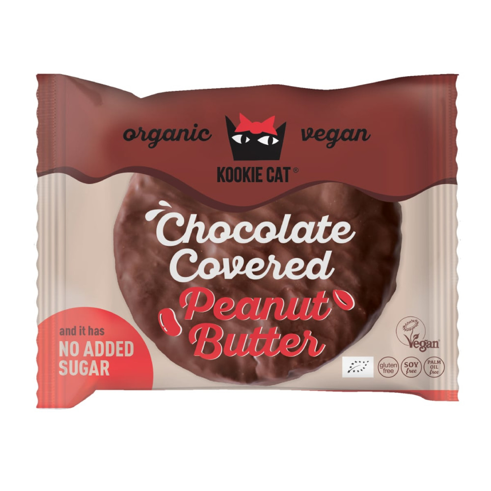 Organic chocolate-covered cookie with peanut butter