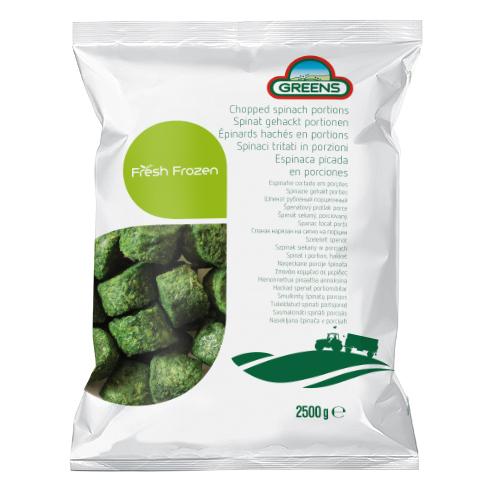 IQF spinach GREENS, chopped, in portions, 2,5 kg