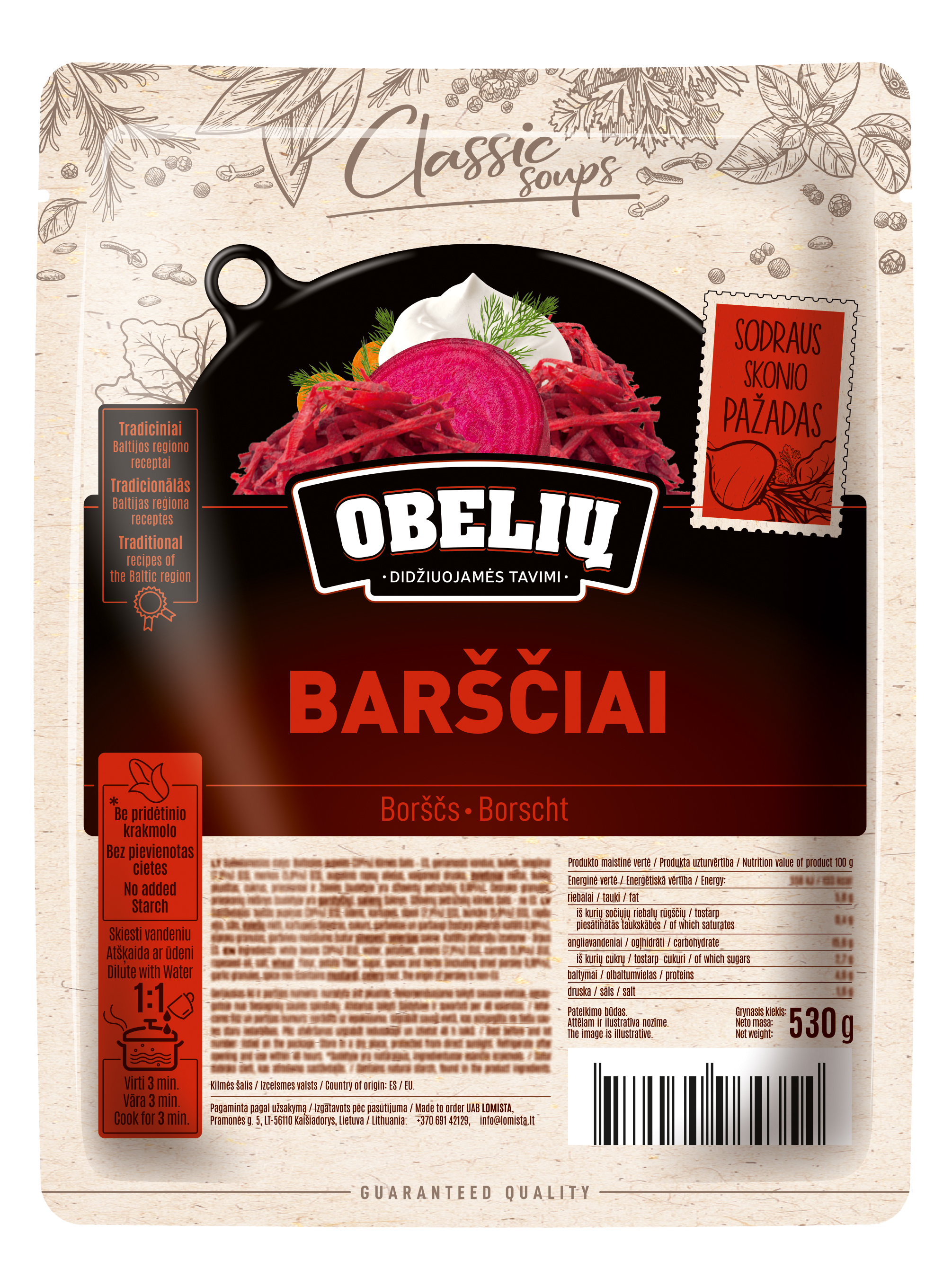 Borscht soup OBELIŲ, 530 g