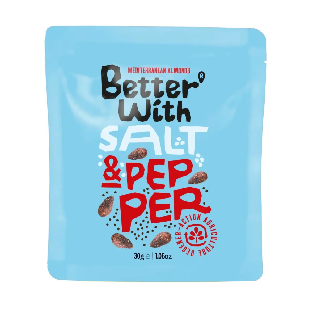 Migdolai su pipirais ir jūros druska SALT AND PEPPER