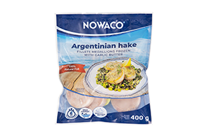 Sušaldyti argentininių lydekų filė kepsneliai NOWACO su česnakiniu sviestu 400g