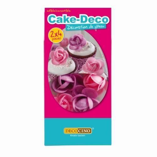 Edible Wafer Roses DECOCINO, pink and purple, 8 vnt