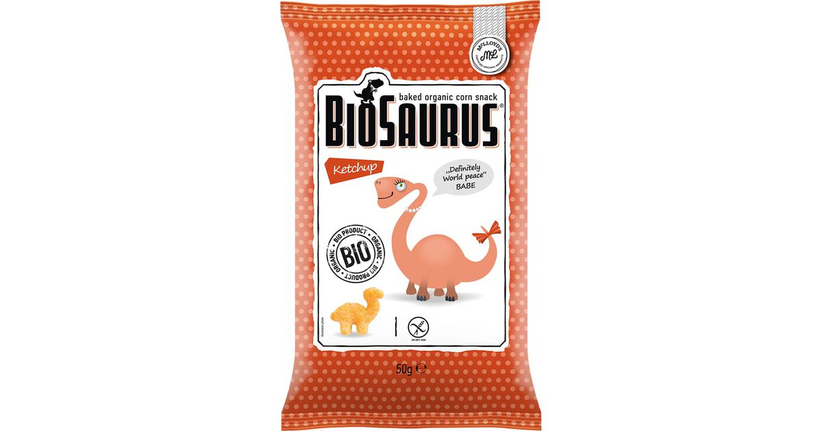 Baked corn chips with ketchup seasoning, organic