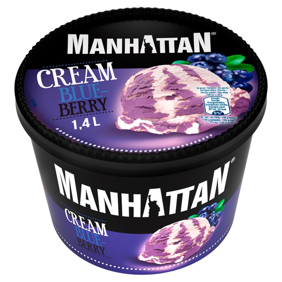 Edible ice cream MANHATTAN, blueberry flavor, 1400 ml