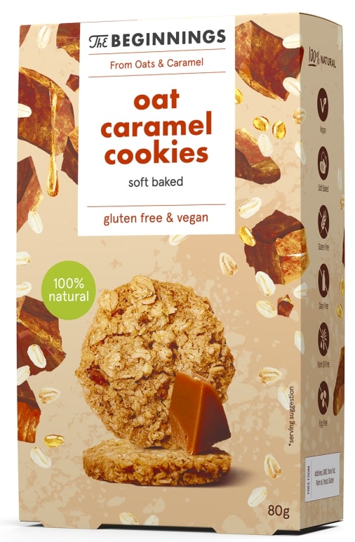 Oat biscuits THE BEGINNINGS, with caramel, 80 g